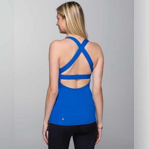 lululemon athletica Tops - Lululemon Core Kicker Tank Top Baroque Blue Wide Straps Open Back Ribbed Bra 6